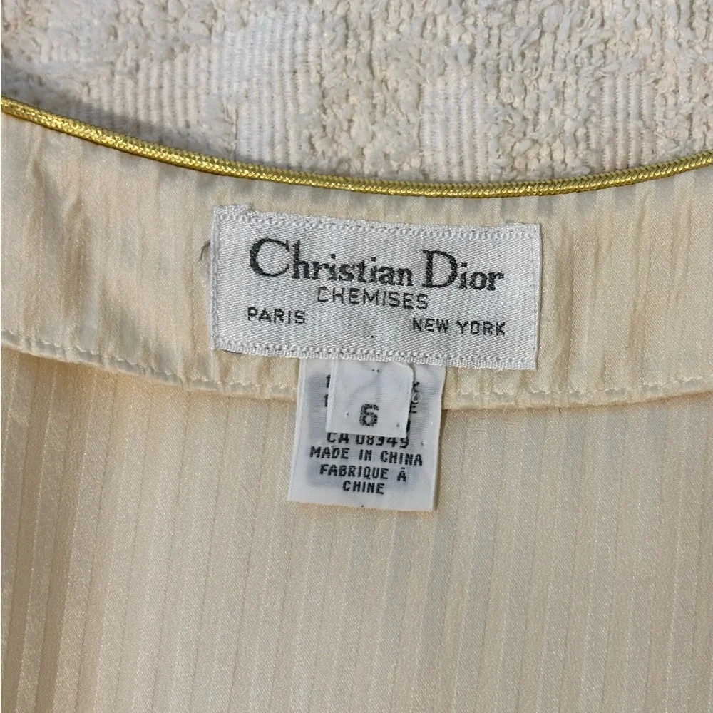 100% SILK 80s VINTAGE DIOR CHEMISE BUTTON-UP SHIRT - Picture 3 of 9